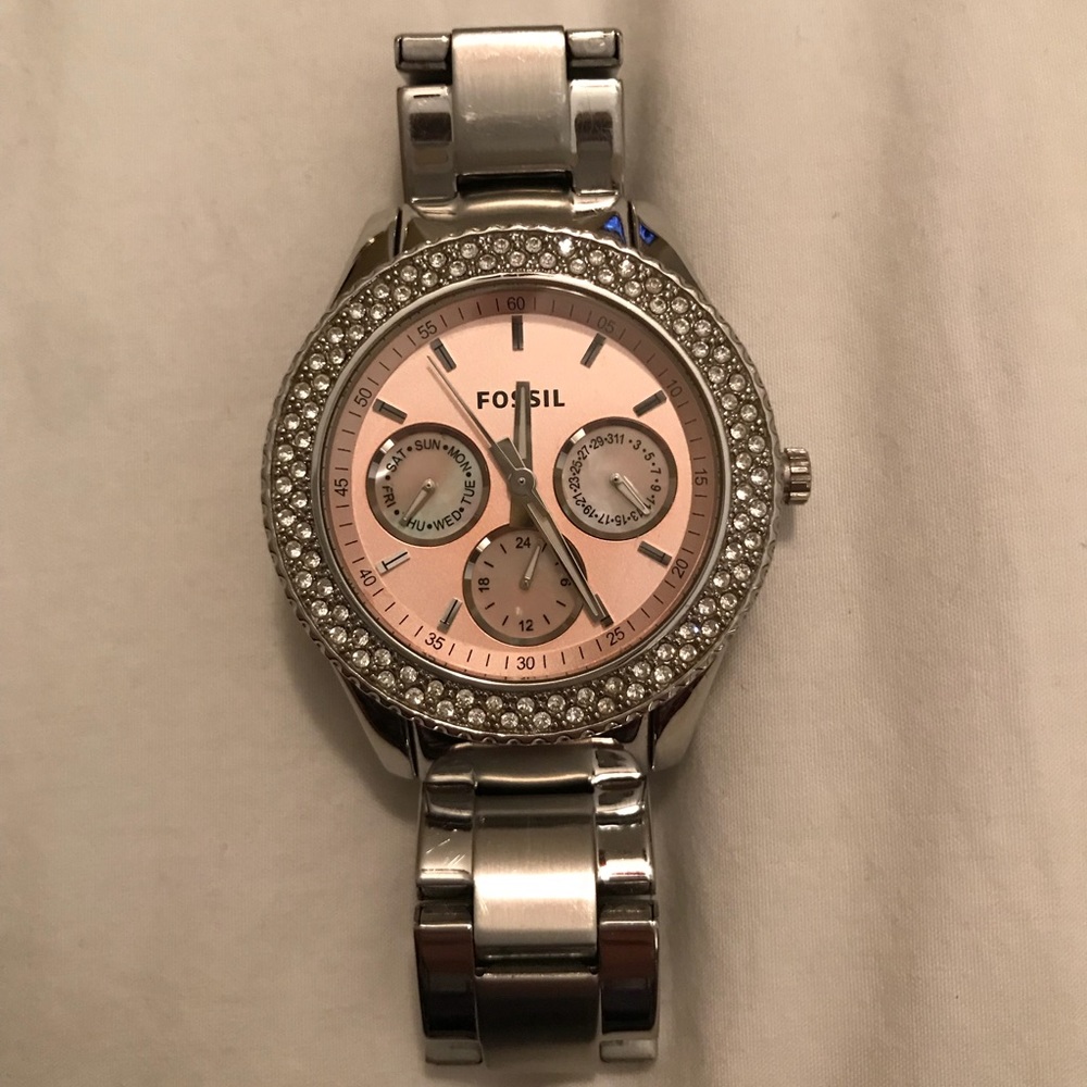 Silver Fossil Watch